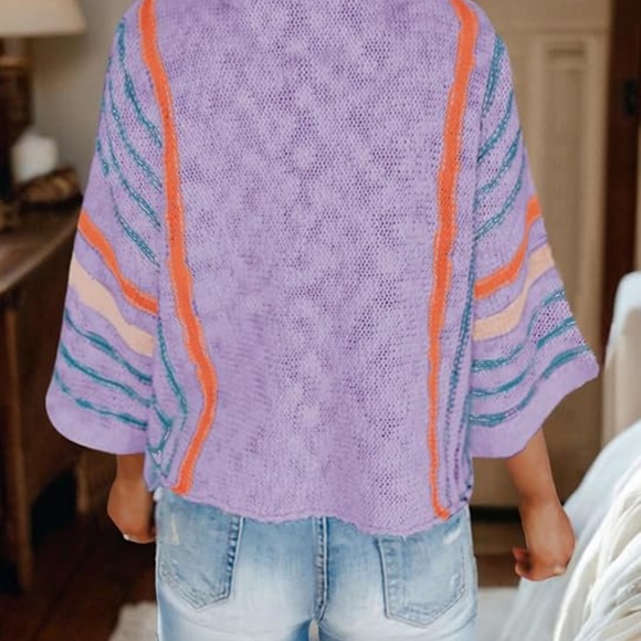 LIKE NEW! Women's Lavender Knit Sweater-3/4 Sleeve - SMALL - Picture 5 of 8